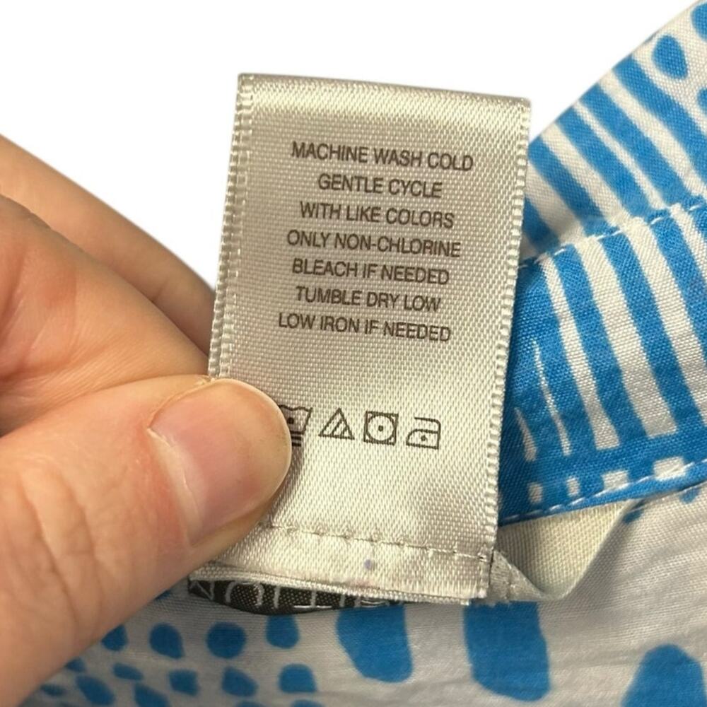 Multiples Blue White Abstract Print Button Front … - image 3